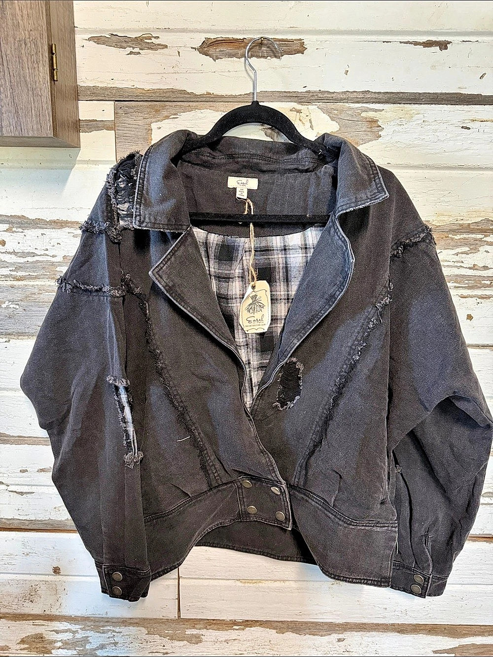 Easel Plaid-Lined Jacket Black Medium(65
